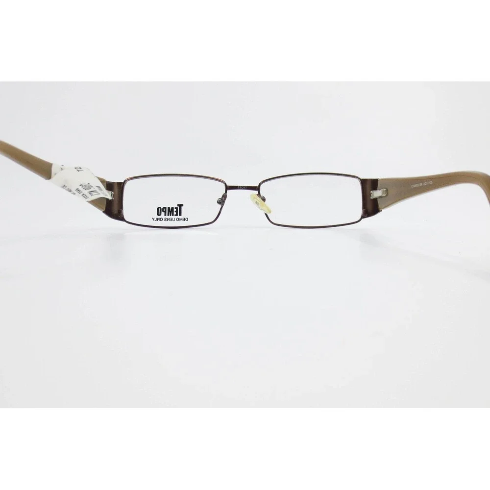 Tempo CTM9002 BR Brown Rectangular Eyeglass Frames 53-17-135 Demo Lenses New